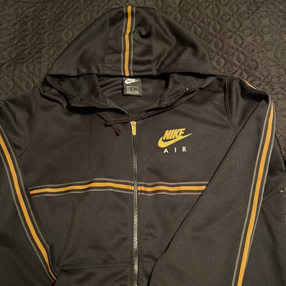 Black and gold Nike air zipped hoodie